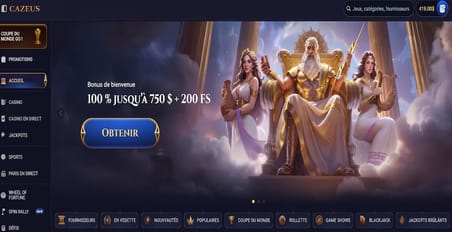 Cazeus casino Interface d