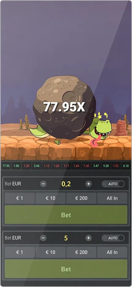 Capture montrant le dinosaure écrasé par la météorite après un multiplicateur de 77,95