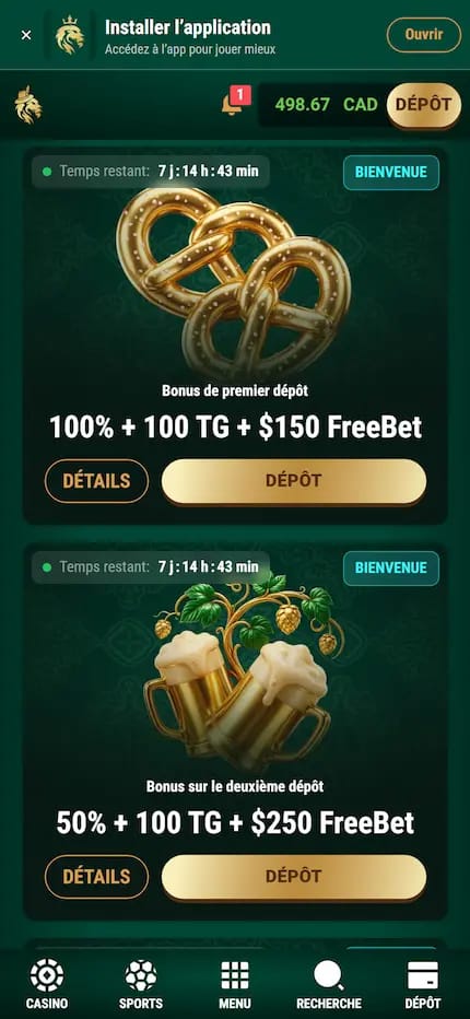 Offres promotionnelles de Richard Casino