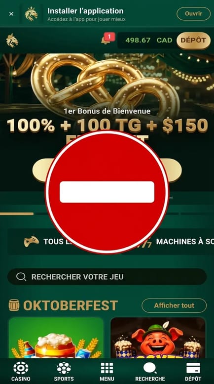 Bonus sur le site Richard Casino panneau sens interdit