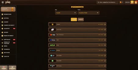 Méthodes de paiement Lizaro Casino