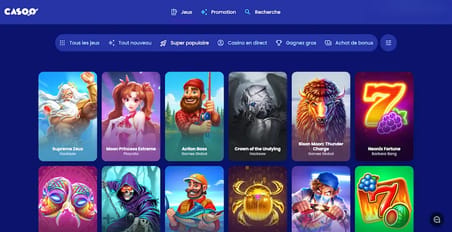 Section des jeux de Casoo Casino