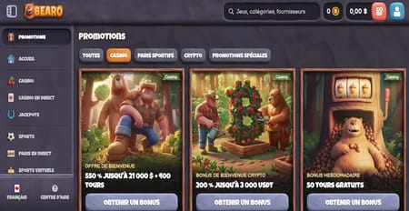 Le catalogue des jeux du casino Bearo