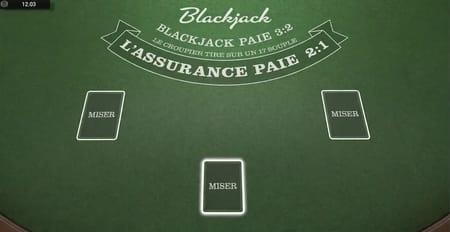 Table de blackjack avant le début d