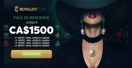 Interface du bonus de bienvenue de Royalist Play avec la répartition de l